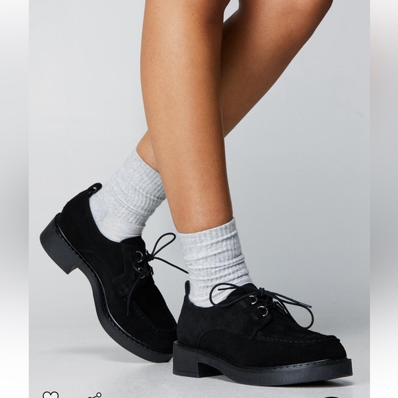 Real Suede Lace Up Chunky Loafer. - Picture 3 of 6